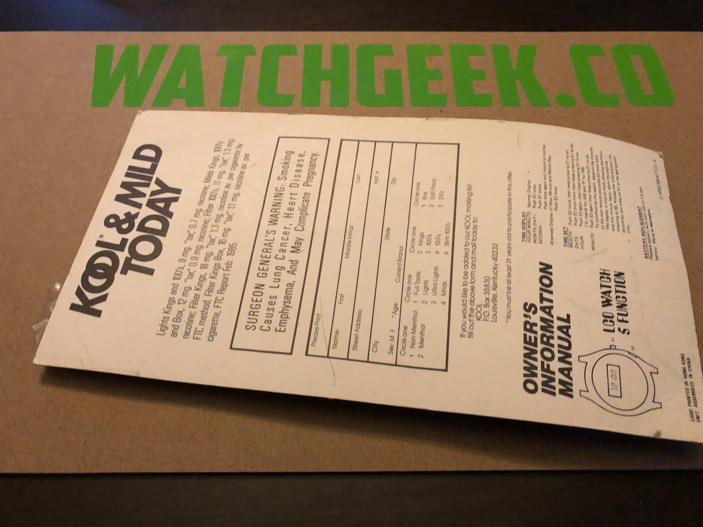 Kool cigarettes watch